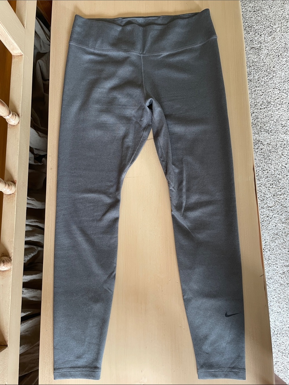 Nike Womens Dark Gray Leggings with Subtle Swoosh - size L